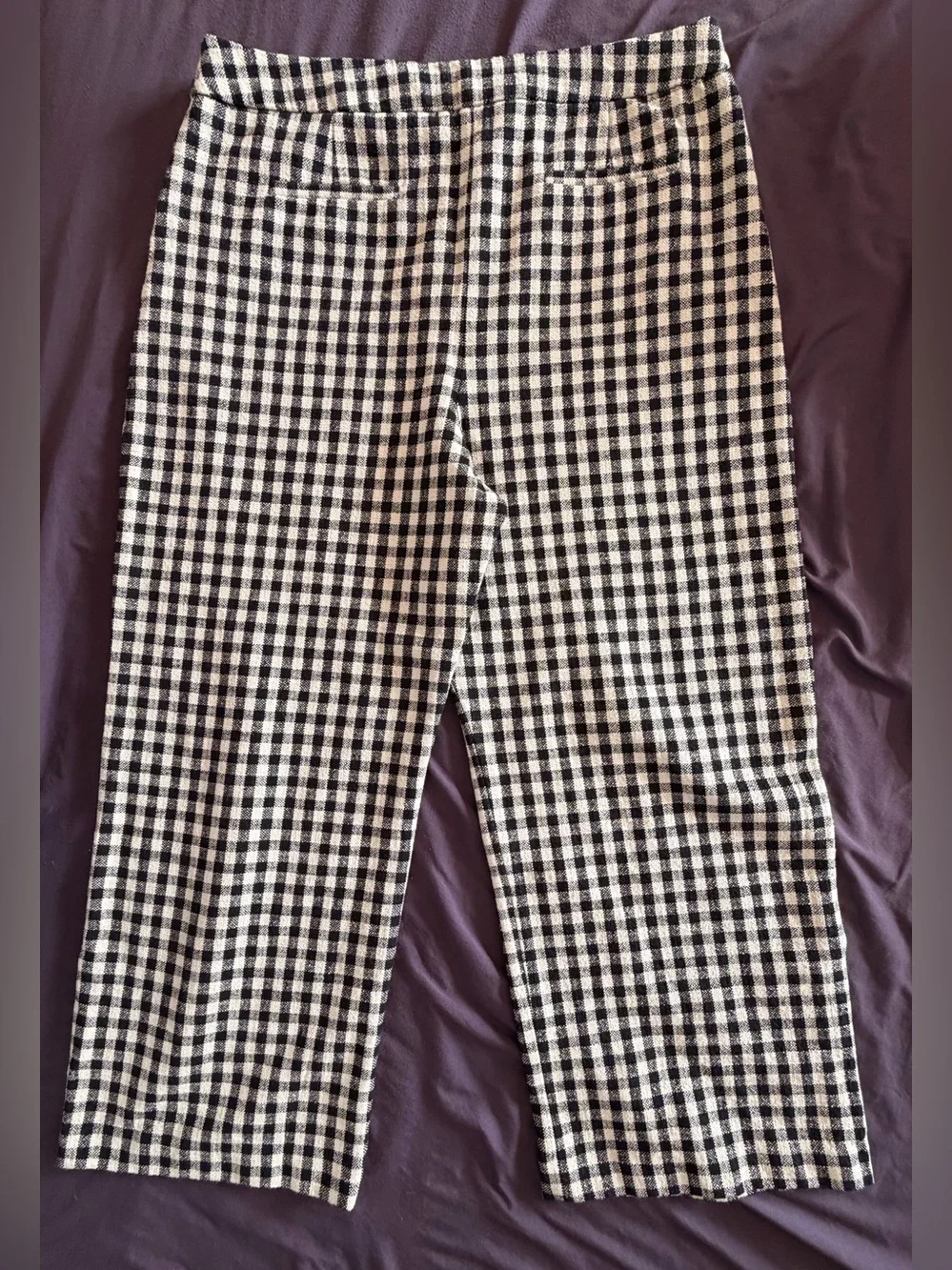 Sezane Black & Cream Gingham Martin Crop Trousers - W46